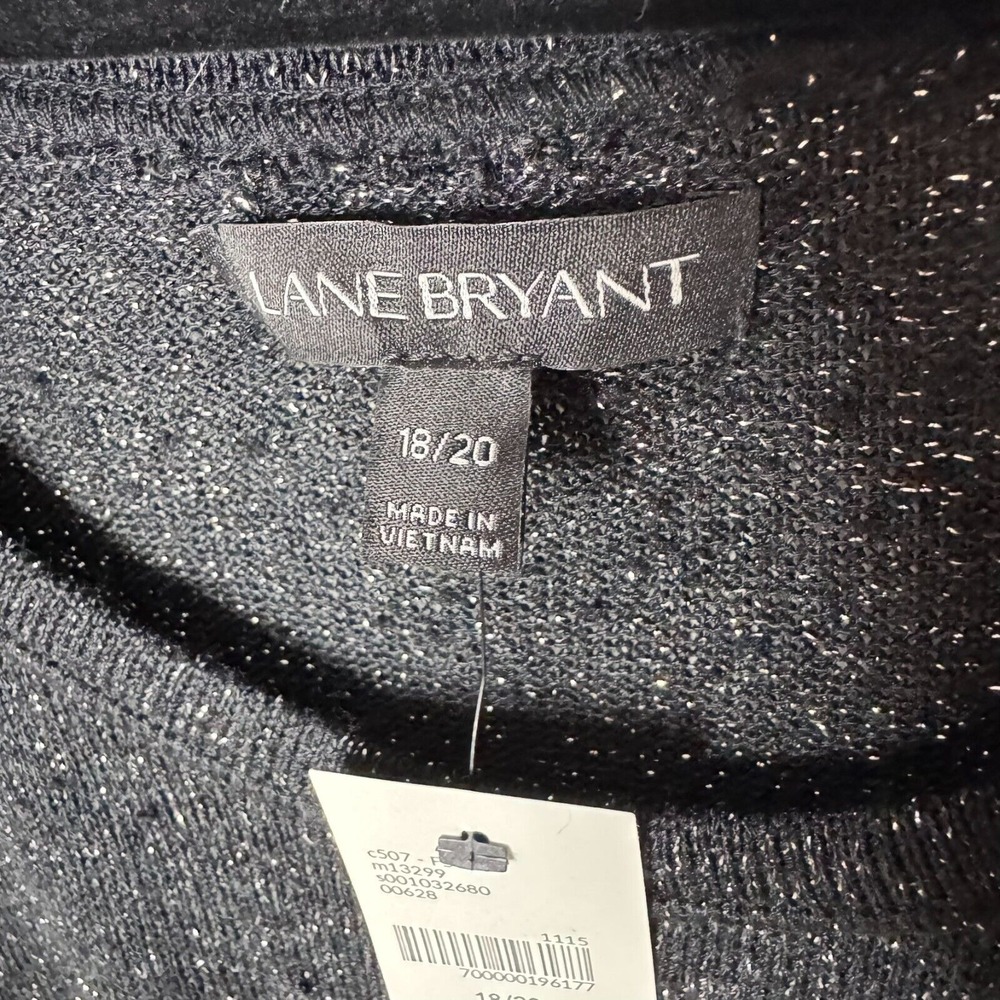 Lane Bryant Black Silver Shimmer Top NEW Sz 18/20 Asymmetric Tunic Lagenlook - Picture 3 of 12